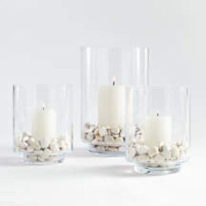 SOLD - Crate & Barrel Taylor Glass Hurricane Candle Holders - Set of two